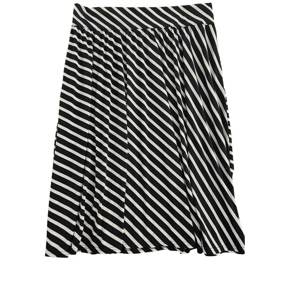 Lane Bryant Striped Skirt Women 14/16 Black Knee Length Stretch - Picture 1 of 2